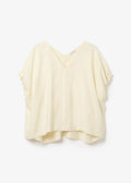 Rouched V-neck Top Off White