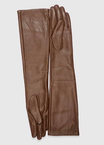 Long Leather Gloves Cappucino