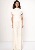 Raza Sleeveless Draped Jersey Top White