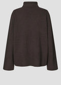 Alpha Knit T-Neck Dark Brown Melange