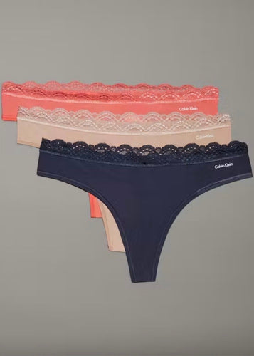 Calvin Klein Thong wi/ Lace 3-Pakning