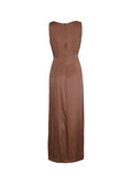 Shiny Sleeveless Dress Brown