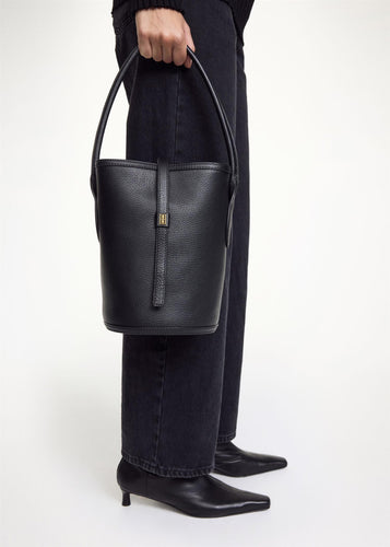Marylle Grainy Bucket Bag Black