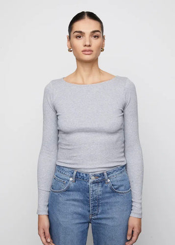 Petronella Rib Boatneck | Grey