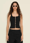 Uneven Rib Knit Singlet Black