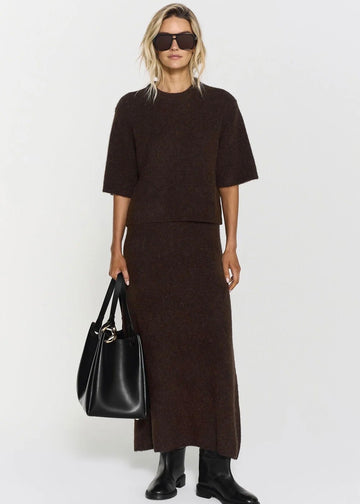 Madina Short Sleeve Knit Mocha Brown