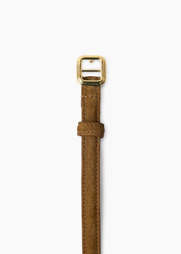 The Georgia Slim Belt Maple Brown Suede