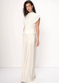 Raza Sleeveless Draped Jersey Top White
