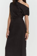 Reina Linen Dress Coffee