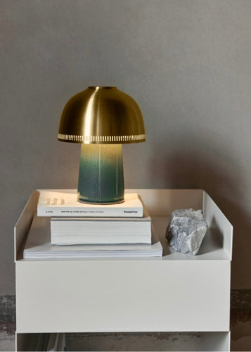 Raku SH8 | Trådløs Bordlampe | Blue Green & Brass