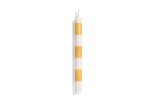 Stripe Kronelys | Yellow & White 24cm