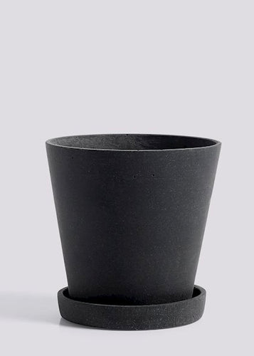 FLOWERPOT WITH SAUCER | MEDIUM | BLACK