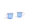 BOROSILICATE CUP | SET OF 2 | LIGHT BLUE | PINK HANDLE